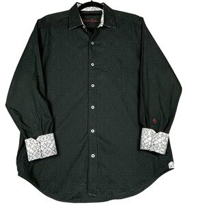 Robert Graham Black on Black Windsor Paisley Jacquard Flip Cuff Classic Shirt  M